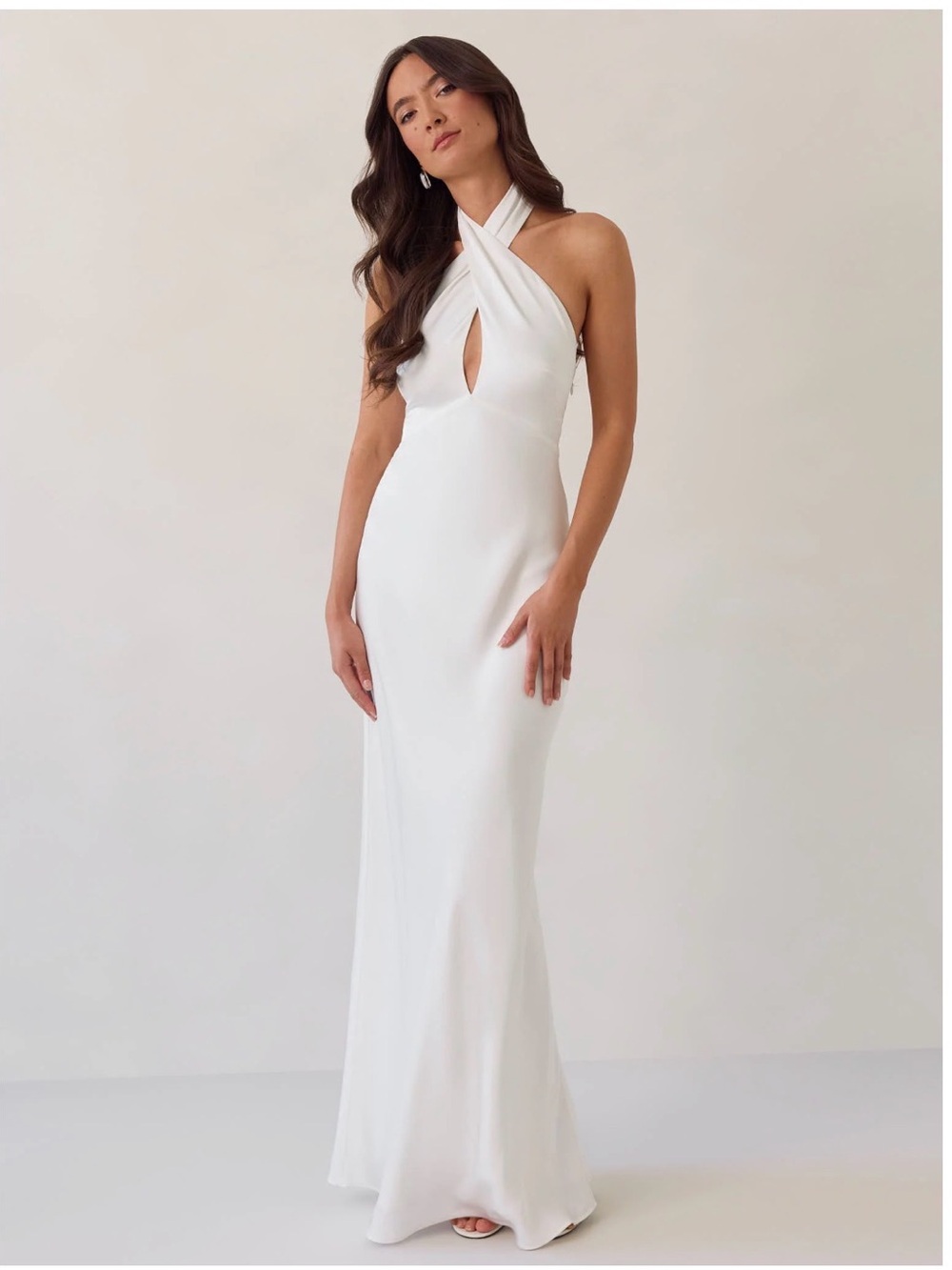 Park & Fifth White Halter Maxi Dress with Keyhole